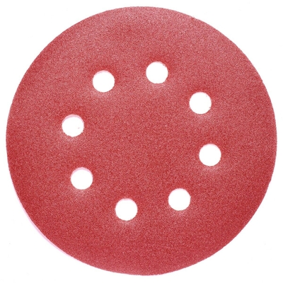 Red Aluminum Oxide Sanding Disc Sandpaper Pad 5inch 8holes Metalworking