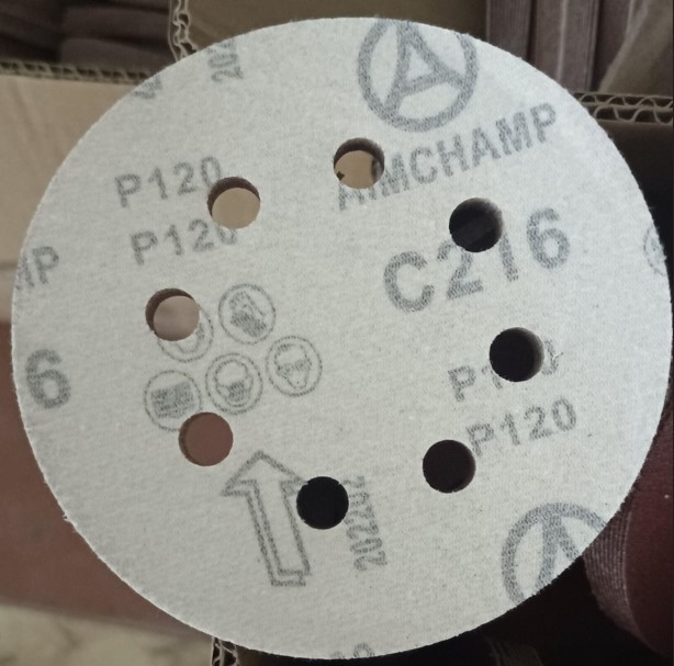 5 Inch Aluminium Oxide Sanding Discs 8 Holes C Paper Hook Loop Adhesive PSA 2
