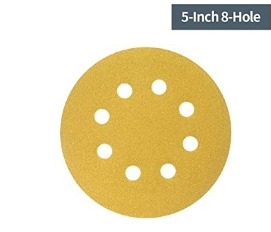 220 Grit 5 In Sanding Discs 8 Hole Yellow Aluminum Oxide Sanding Discs 0