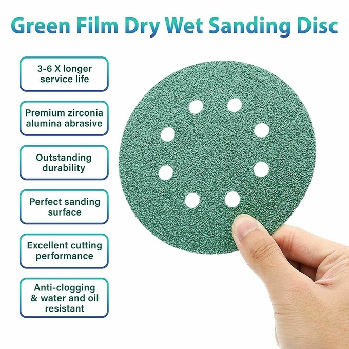 Green Film Polyester Substrate Ceramic Sanding Disc Wet Strength For Automotive 3