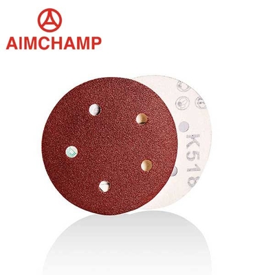 China 5 Inch 125mm Red Aluminum Oxide Sand Paper Metalworkig Rust Removal Sanding Disc