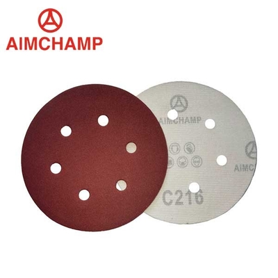 China 5 Inch 125mm Hook And Loop Sanding Disc Red Aluminum Oxide Sand Paper