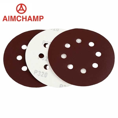 China 5 Inch 125mm Aluminum Oxide Sanding Disc Red 8holes Rust Removal Metalworking